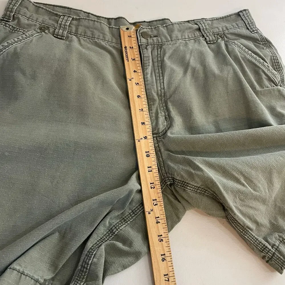 Carhartt Relaxed Fit Green Men's Cargo Work Shorts Ripstop Fabric Size 40
